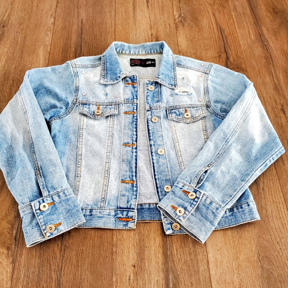 Vintage Y2K 2000 Stylish Light Blue Denim Jacket Clockhouse brand - Picture 4 of 4